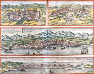 Views of Parma, Siena, Palermo and Trapani (Sicily), Italy