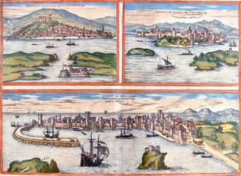 Views of Sibenik (Sibinium, Sibenicho), Porec (Parens, Parentium), Croatia and Modon (Modona), Greece