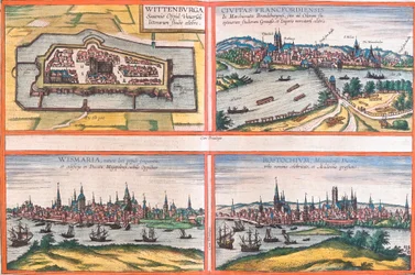 Views of Wittenburg, Frankfurt, Wismar and Rostock, Germany