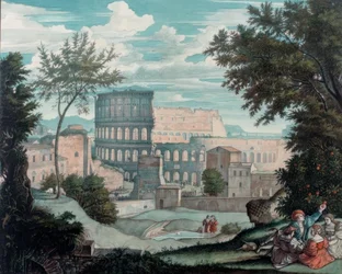 The Colosseum with Romantic Figures
