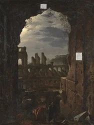 View of the Colosseum in Moonlight