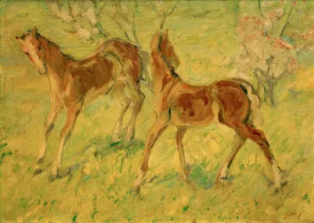 Foals in the Meadow (Leaping Foals)