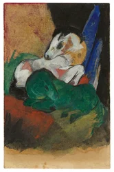 Green and White Horse. Postcard to Elisabeth Macke