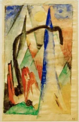 Horse in Landscape with Pointed Shapes