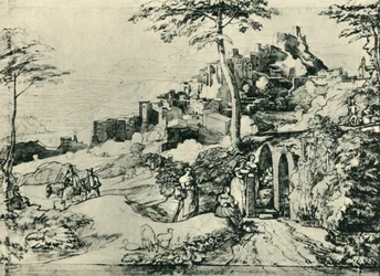 Women by a water fountain at Olevano, near Rome, Italy