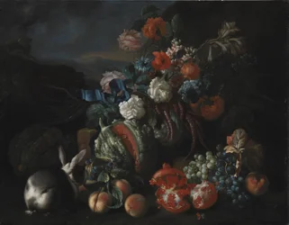 Stone Base with Flowers and Fruit