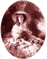 The Empress Eugenia (1826-1920) (Eugenia of Montijo) Wife of Napoleon III. Engraving by Auguste Adrien Jouanin (Jouannin) (1806-1887) by Franz Xaver Winterhalter (1805-1873) - 1930