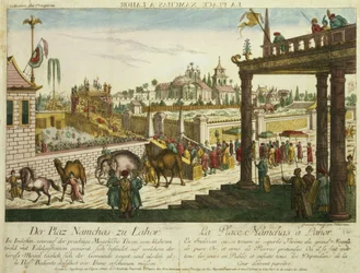 Namchas Place in Lahore, showing the golden throne of the Great Mogul, Pakistan