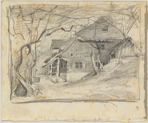Farmstead under Bare Trees