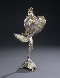 A W.M.F. Electroplated Bronze Sculptural Flower Holder, Designed by Franz von Stuck