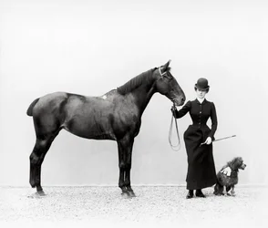 Portrait of Miss Walsh with a Horse and a Miniature Poodle at Villa di Montefonte, in the Poggio Imperiale Area of Florence