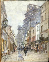The Street of Chevalier-de-la-Barre, with the Sacré-Cœur under Construction