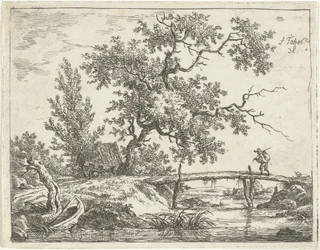 Landscape with Man on Bridge