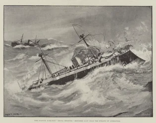 The Spanish War-Ship, Reina Regente, Reported Lost Near the Straits of Gibraltar