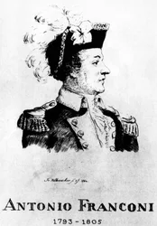 Circus: Eau forte by Frédéric Hillemacher, portrait of Antonio Franconi (1793-1805) - in The Franconi Circus.