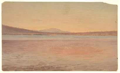 Distant View of Mounts Katahdin and Traveller Shown from Lake Millinocket