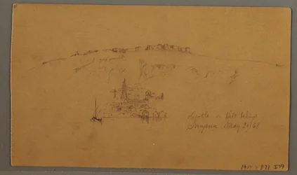 Castle, Minaret, Sailboats, House, May 1868