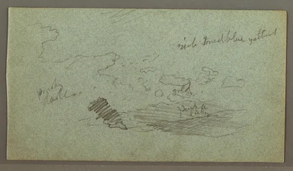 Drawing, Clouds Over Hill Range, Low Sun, Possibly 1874