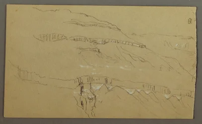 El Yemen Valley, Arabia: Rock Wall with the Upper Part Resembling a Row of Columns, February 20, 1868