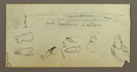 Figure Riding a Camel, Carrying a Spear, Two Figure Studies, possibly 1868
