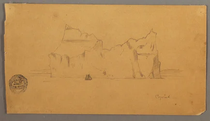 Floating Iceberg with Sailboat, Possibly 1859