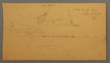 Harbor, Sailboats, Mountains, June 21, 1859