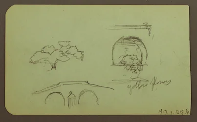 Landscape, Figure; Verso: Trees, Bridge, Plants, 1883