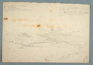 Landscape in the Hudson Valley; Verso: Sketch of Church with Tree Naves, June 14, 1870