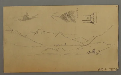 Medieval Castle, Two Towers, Figure Studies, near Thun, Possibly 1868