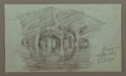 Mountain and its reflection on lake, possibly 1868