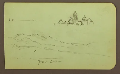 Mountains, Church; Verso: Figures, Church, 1883
