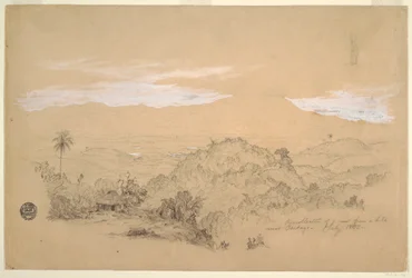 Recollections of a View from a Hill near Cartago, Colombia with a Woman Carrying a Water Jar on Her Head, July 1853