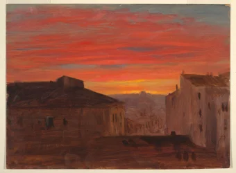 Rooftops at Sunset from the Pincio, Rome, late 1868 or early 1869