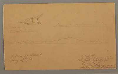 Sailship, Mountainous Coast, Islands, May 29, 1868