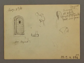 Sketches of a Domed Structure, Ship, and Stately House, January 1868