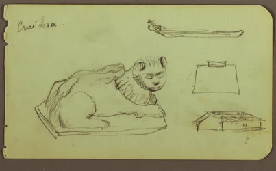 Statue of Lion, Skiff; Verso: Statue of Lion, December 1883