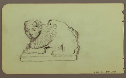 Statue of Lion, Skiff; Verso: Statue of Lion, December 1883
