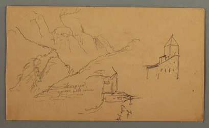 Two Churches, Valley, Waterfall, 1868