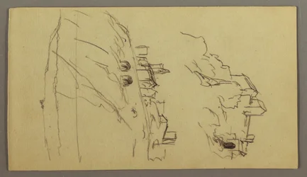 Two Studies of Town on a Mountain Top, possibly 1868–69