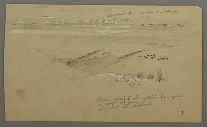View across the Hills and Plain toward the Mountains, Valley of El Yemen, February 1868