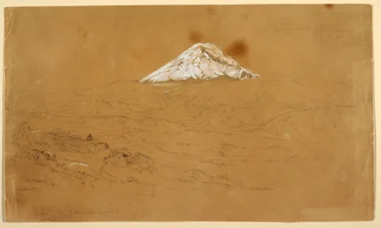 View of Snow Covered Mount Chimborazo Drawn Near Guanojo and Guaranda, Ecuador, June 12, 1857