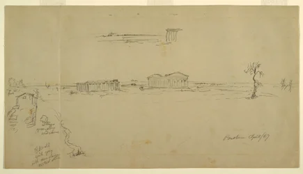 Views of the Basilica and the Temple of Neptune, Paestum, Italy, April 1869
