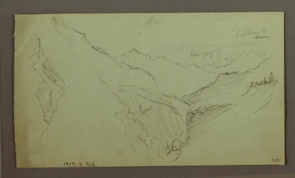 Village and Steep Mountain Valley (Alps), 1868-69