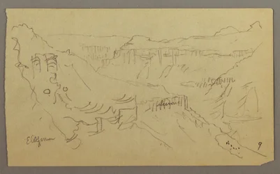 El Yemen Valley, Arabia: View of Winding Valley with a Caravan