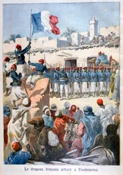 The raising of the French flag at Timbuktu, 1894