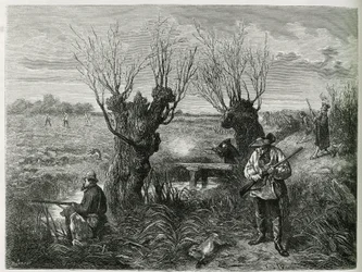 Hunt Hare. Engraving by F. Lix, to Illustrate the Story 