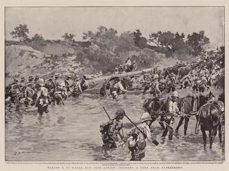 Taking a 4.7 Naval Gun into Action, Crossing a Ford near Paardeberg