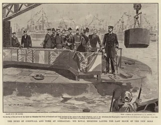 The Duke of Cornwall and York at Gibraltar, His Royal Highness laying the Last Block of the New Mole