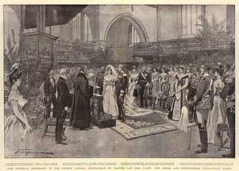 The Wedding Ceremony in the Groote Kerke, performed by Pastor Van der Vlier, the Bride and Bridegroom exchanging Rings