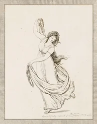 Emma, Lady Hamilton, in a Classical Pose, Dancing and Poised on Her Right Foot